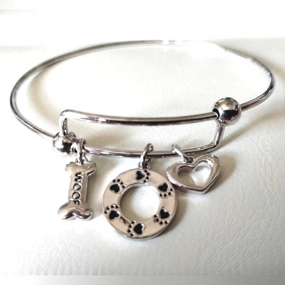 Dog Mom /Pet Lovers Charm Bangle Bracelet - Picture 7 of 10